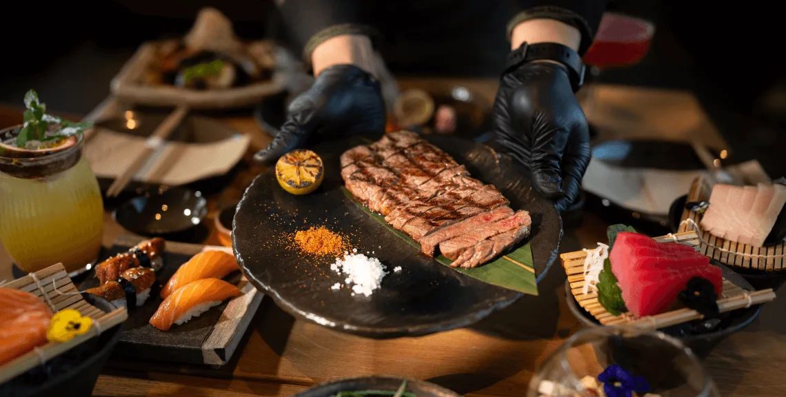 wagyu cut into pieces